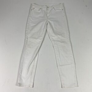 7 For All Mankind Jeans Womens 30 White Skinny Stretch Denim Ankle Crop